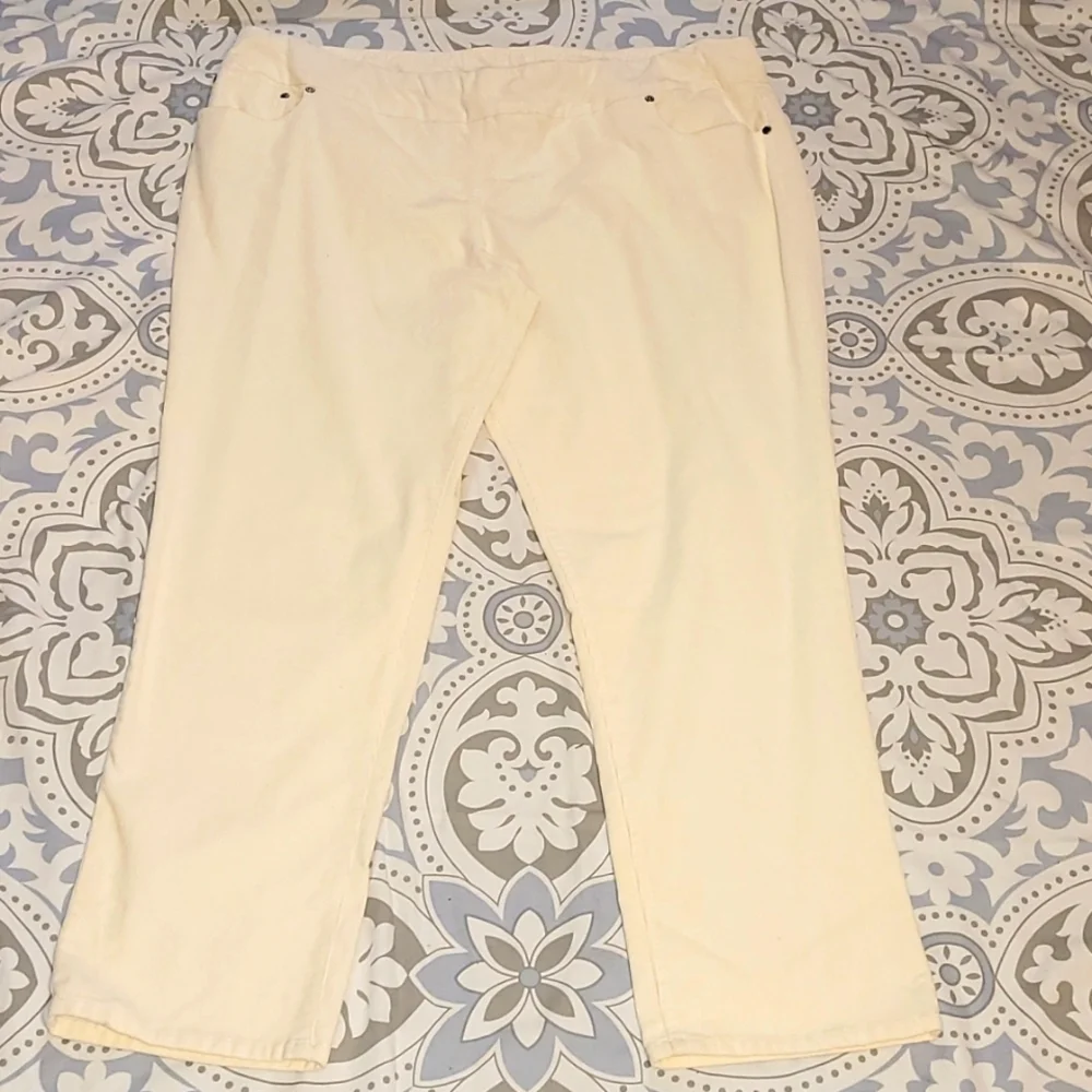 Slimsation Pants NWT 22W Cream Corduroy Straight Leg Stretch Tummy Control Fall